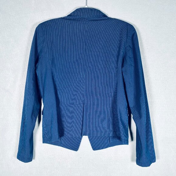 Agnis B Jacket Womens S Blue Cotton Single Breasted Blazer Chambray - Picture 5 of 11